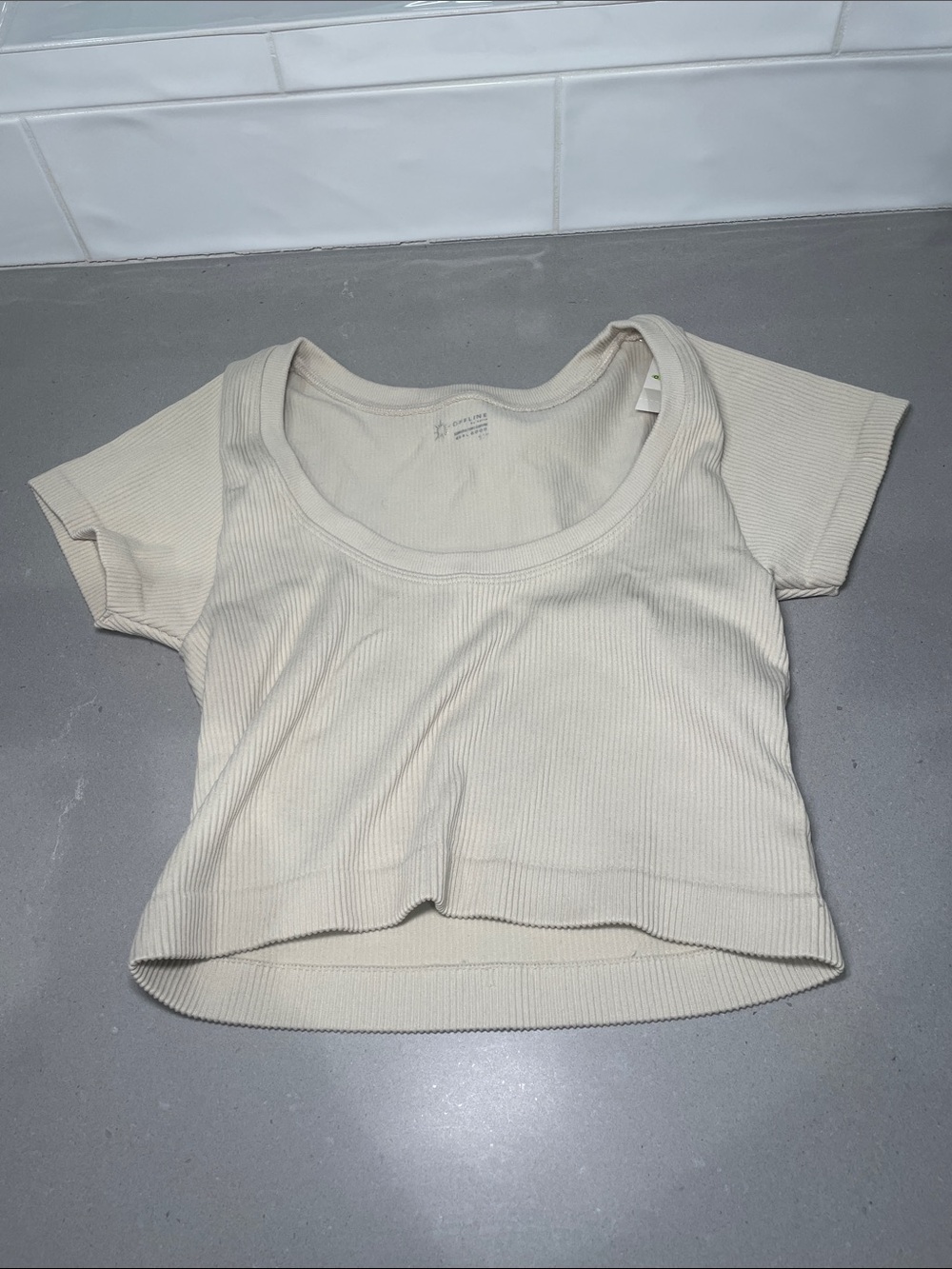 aerie Ribbed Scoop-Neck Crop Top in Cream